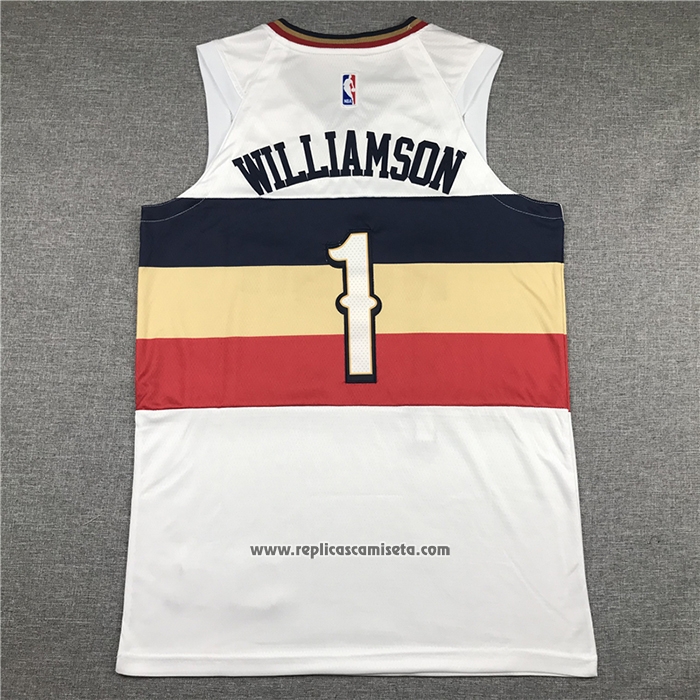 Camiseta New Orleans Pelicans Zion Williamson #1 Earned 2019-20 Blanco